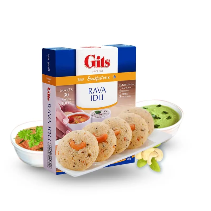 Gits Rava Idli Mix 200 g – Preparado para bolinhos de sêmola ao vapor