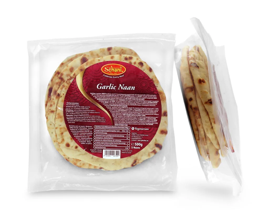 Schani Naan de alho 5 pcs – Pão Indiano