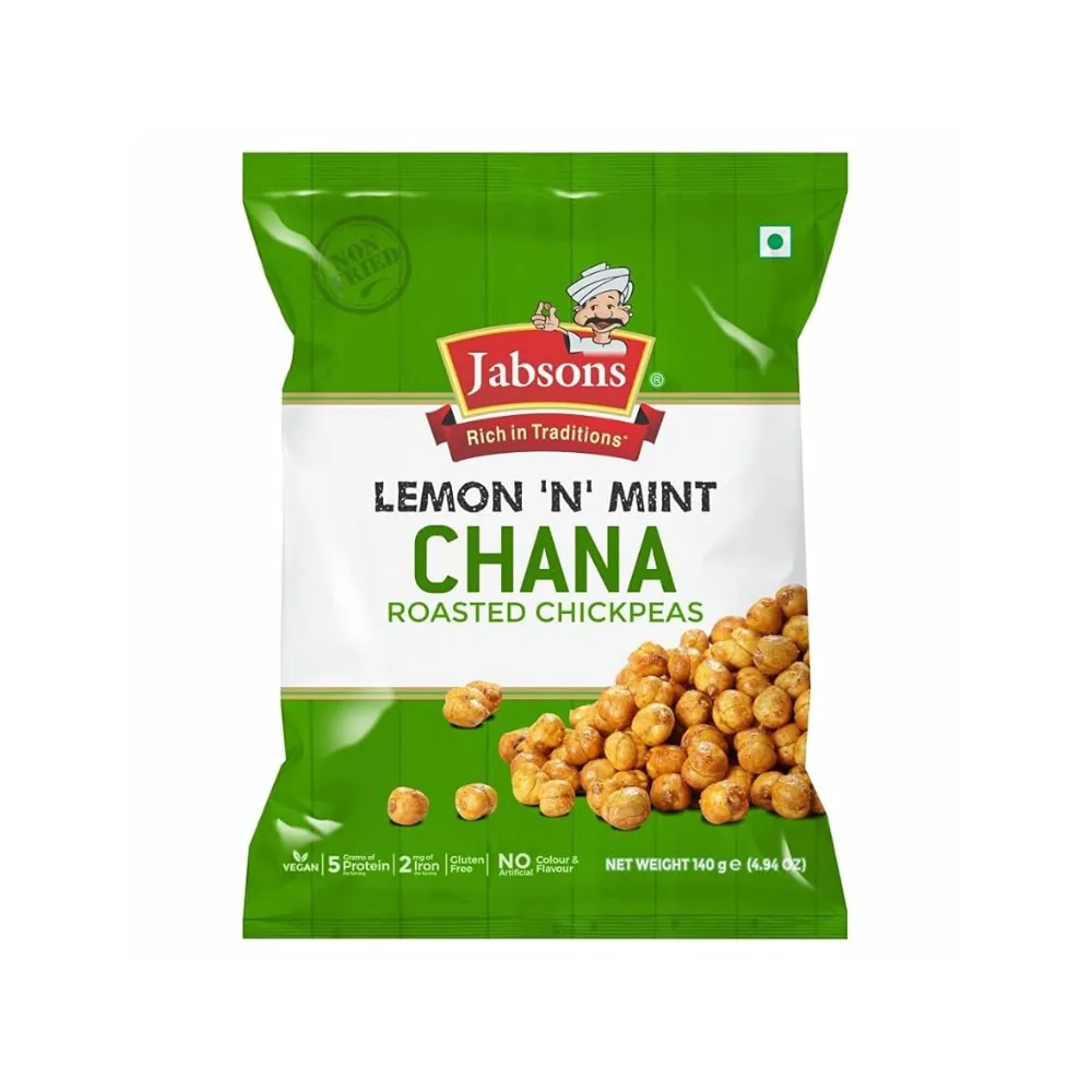 [23318] Jabsons Grão-de-bico torrado (Chana) limão e hortelã 140 g