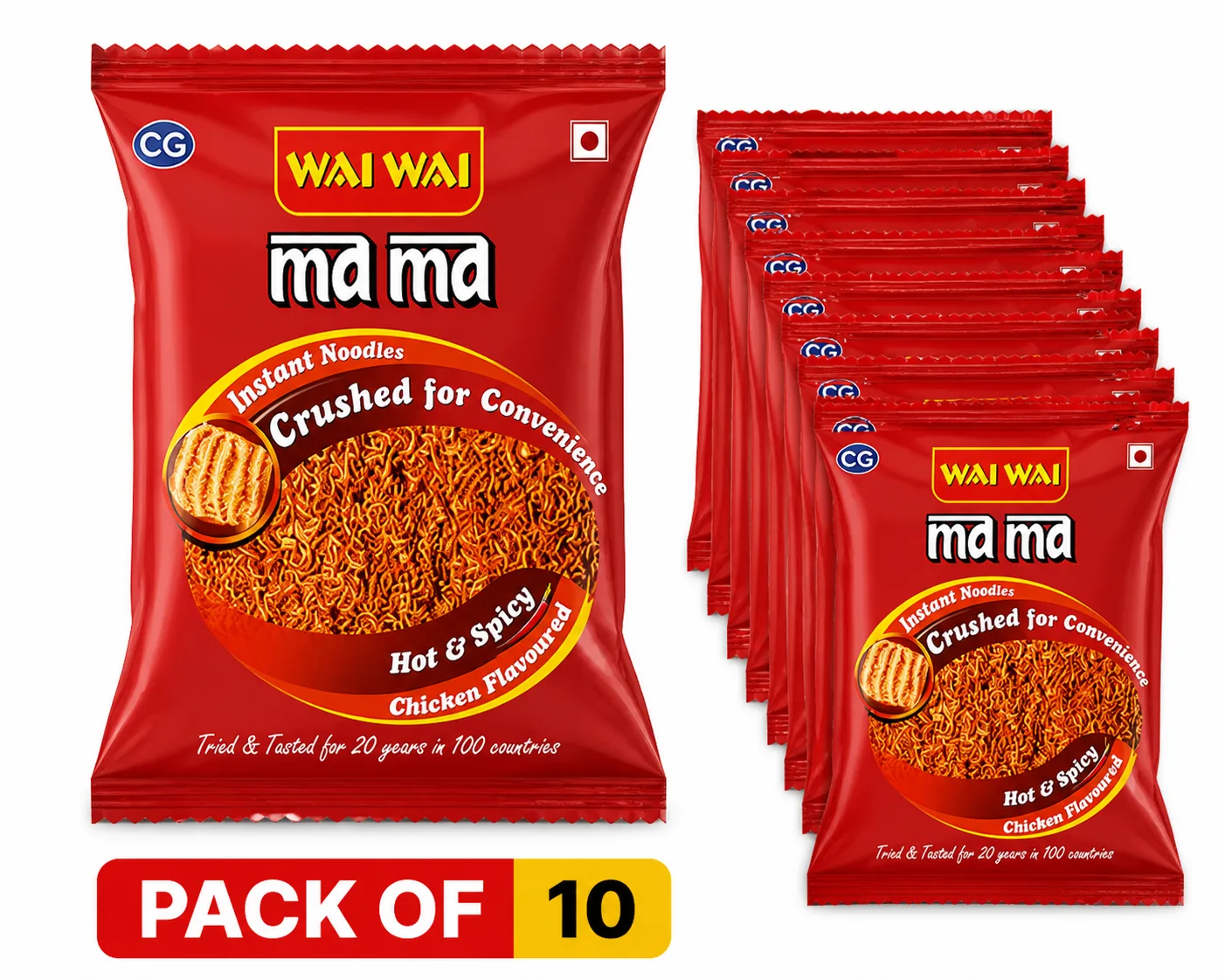 Wai Wai Mama Bhujiya 10 x 15 g – Crunchy Noodle Snack