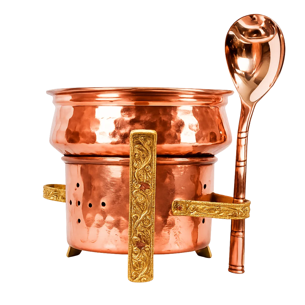 [IF4159] Conjunto de servir Handi em cobre – Panela Indiana de servir
