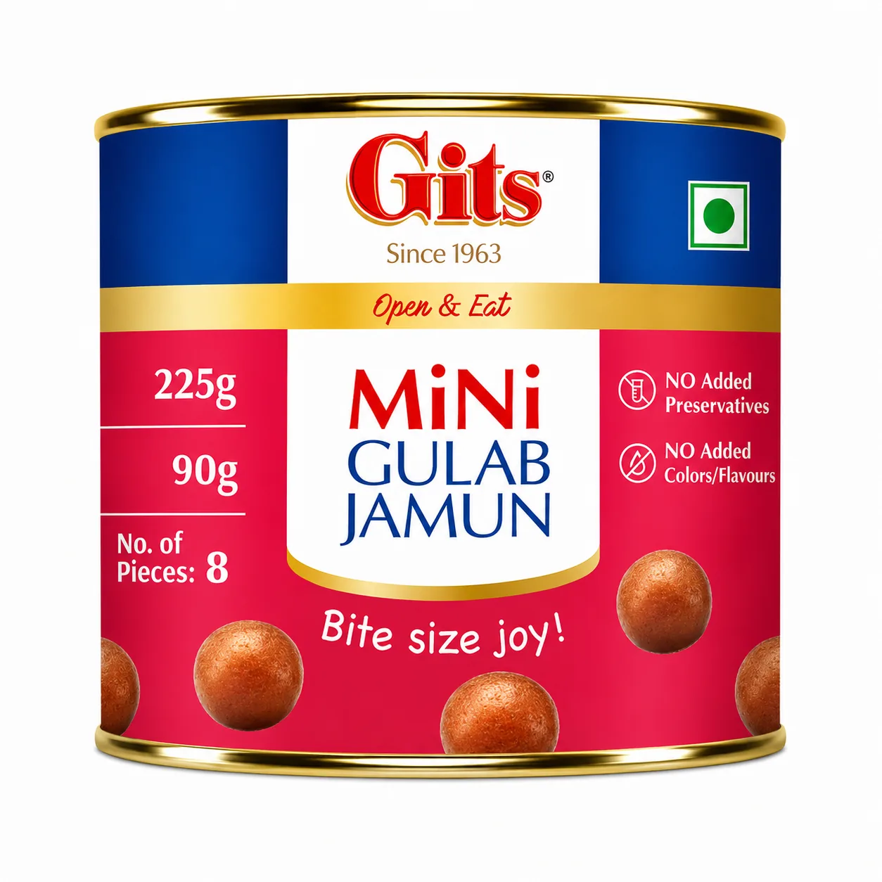 [IF4177] Gits Mini Gulab Jamun lata 225 g – Bolinhos doces em calda
